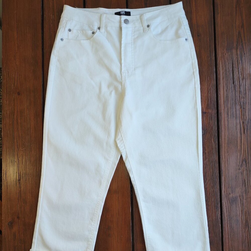 Frye High-Rise Straight Leg Jeans Off-White Relaxed Stretch Women Sz 8/29 EUC - Picture 10 of 13